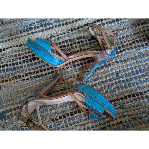House of Harlow 1960 Blue and Brown Heeled Sandals - Picture 9 of 12